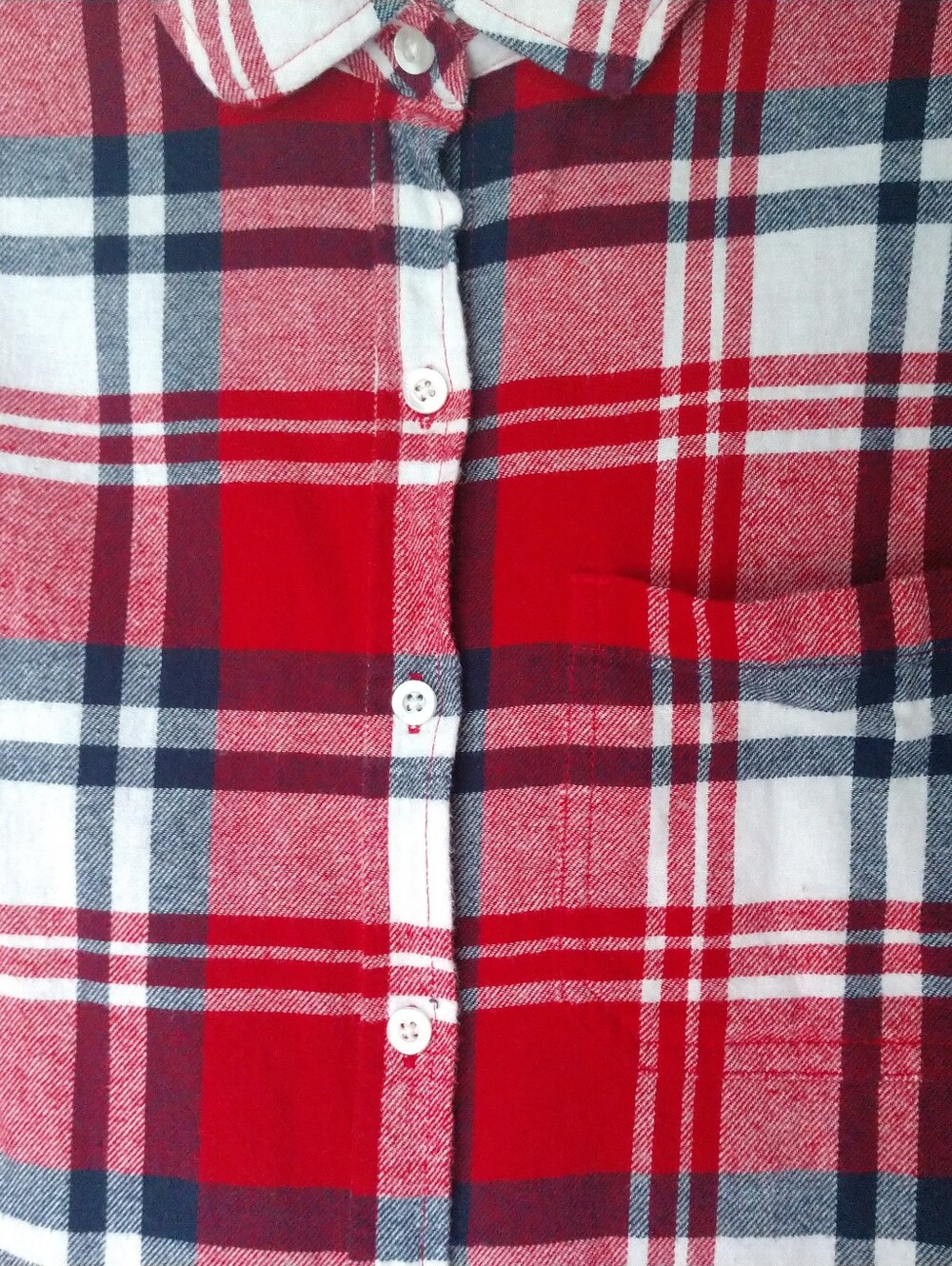 Women's Flannel Shirt GAP Red White Blue Plaid Size Large Chest 42" - Picture 2 of 10